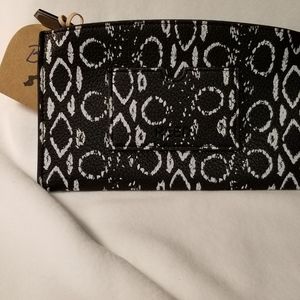 Read black and white clutch bag